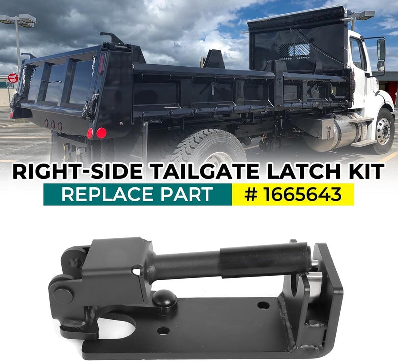 Foruly 1665644 Right-Side Tailgate Latch Kit, Heavy-Duty Black Tailgate Lock Kit for Large Vehicles, Cars, and Trucks with Metal Dump Bodie (Right-Side) - Image 2